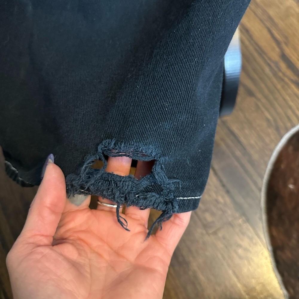 Y2K Baggy White Stitched EMPYRE Black Jeans Waist :8 - Picture 5 of 10